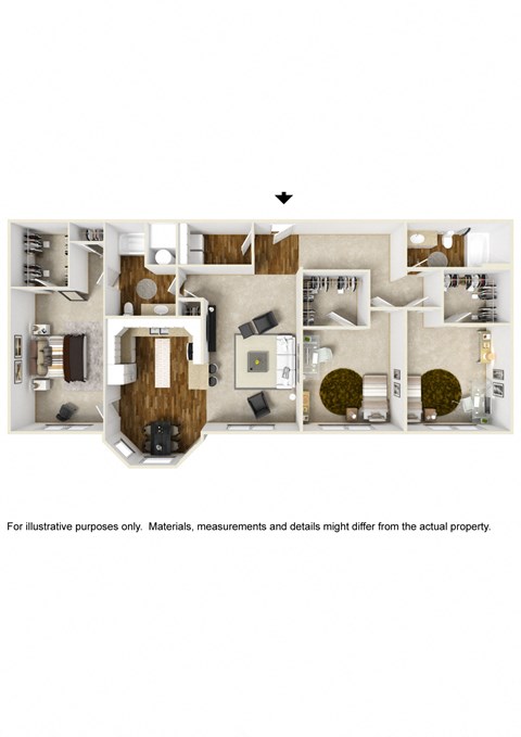 Floor plan for 3 beds, 2 baths, 1647 sqft